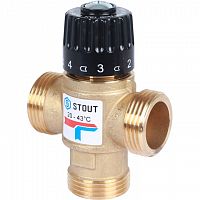 Термостатический смесительный клапан для систем отопления и ГВС. G 1” M - STOUT